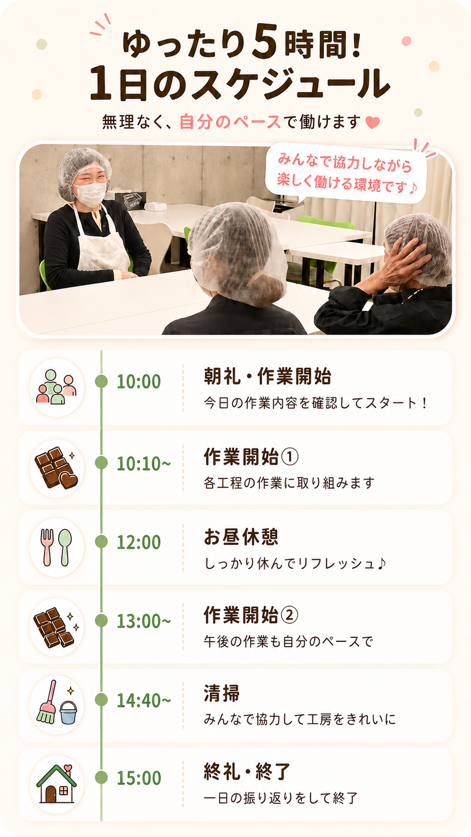 ゆったり5時間!1日のスケジュール